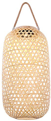 GLOBO Solarleuchte Korbgeflecht Stehleuchte Bambus Außenlampe Solarlaterne, hinstellen aufhängen, LED warmweiß, DxH 22,5x56,5 cm |