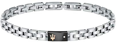 Maserati Herren Armband, JEWELS Kollektion, aus Edelstahl, Diamanten, Schwarz und Rosegoold- PVD - JM221ATY05