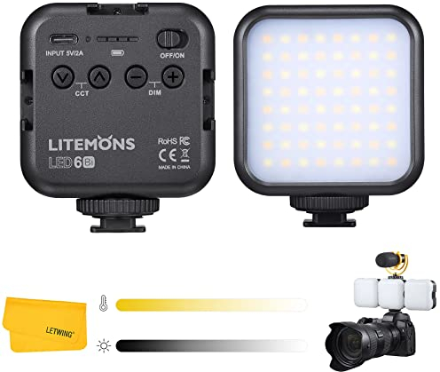 Godox LITEMONS LED6Bi RGB Bicolor LED Video Luz, CRI 95, 3200K-6500K con 13 FX Efecto, Mini Led Luz con Built-in Batería de 1800mAh