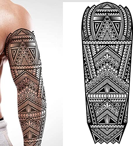 Tatodays Tillfällig tatuering aztekisk polynesisk tribal pinne på överföring vuxen temp tatuering kroppskonst klistermärke ärm fancy biker rocker klänning halloween