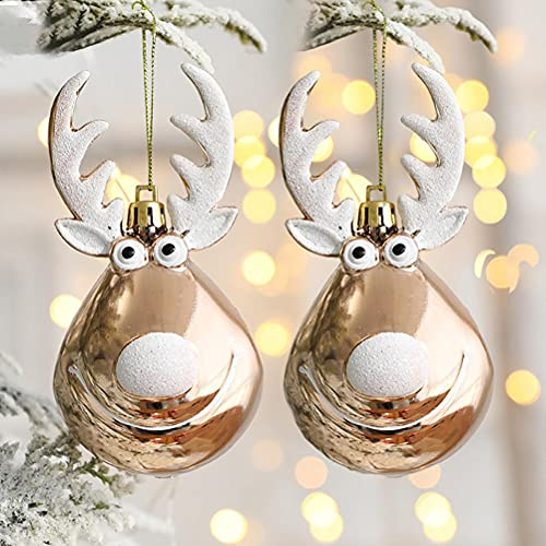 Enkomy Weihnachtskugeln Ornamente Elch Design Hängende Kugeln Glänzend christbaumkugeln Kunststoff Christbaumkugel Anhänger für Christbaumschmuck