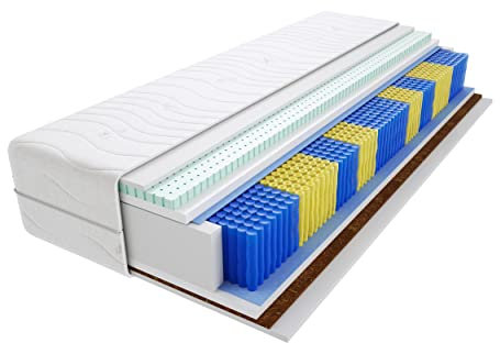 Godre Matratze 115x220 cm Doppelmatratze, H3 & H4 Federkernmatratze, Taschenfederkernmatratze 20 cm Hoch Latex Kokosfaser Hypoallergene, HR-Schaum, Wendematratze mit Klimafaser Salvo Multitaschen