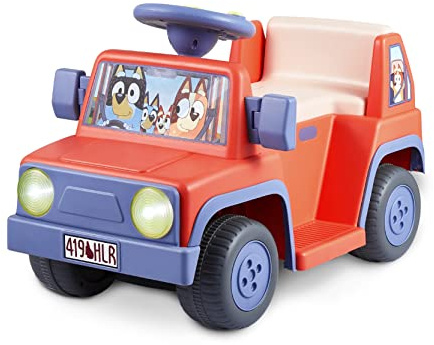 Bluey 6V Ride On Car for Toddlers - Interactive Electric Car for Kids with Sound Effects & Music, Riding Toy for Boys & Girls, Includes 6V Rechargeable Battery & Charger