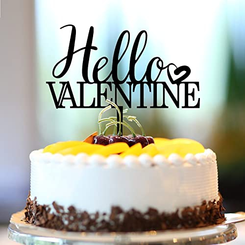Hello Valentine Happy Birthday Tortenaufsatz I Love You Be Mine Cake Topper für Geburtstag Hochzeit Essen Picks Kuchen Dekorationen Individuell Sweet Love Heart Be Mine Acryl Schwarz