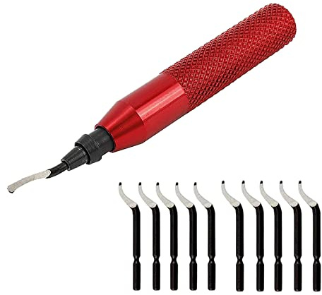 DAZZLEEX Sbavatore per Metalli - con 10 Lame HSS Bk3010, Pratico Strumento per Rimuovere Le sbavature per plastica, Alluminio, Rame e Acciaio