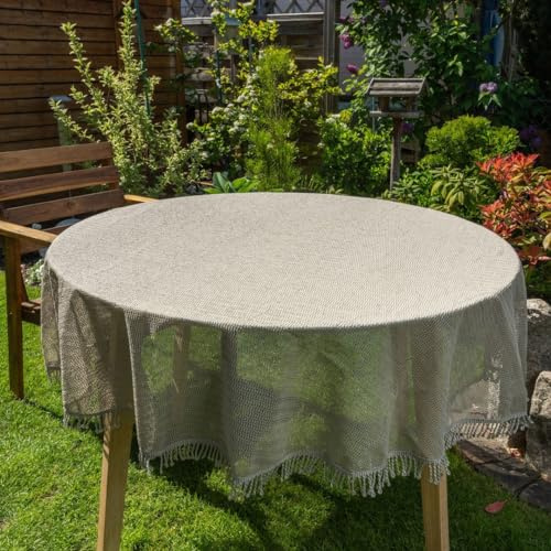 laro Gartentischdecke Wetterfest rutschfest Rund, Muster:Beige, Größe:Rund Classic 160cm