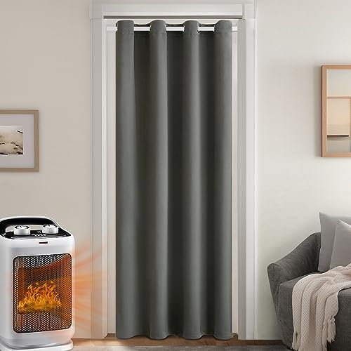 MIULEE Cortinas Termicas Aislantes Frio y Calor, 1 Piezas Cortinas Opacas Gris con Ojales, Cortinas de Doble Capa Dormitorio Cortinas Anti Luz, Cortinas con Forro Termico Cortina Invierno