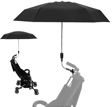 Homefantasy Sombrilla Universal para Cochecito, Protección UV 50+ con Diámetro 90cm para Bebé - Mango de Paraguas Negro