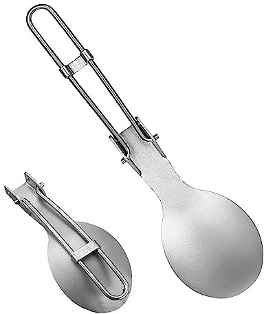 Klapplöffel | Outdoor-Kochbesteck aus Titan, Spork faltbar, Campingbesteck, leichtes Wanderbesteck für Grill, Outdoor-Sport, Wandern, Picknick Fulenyi