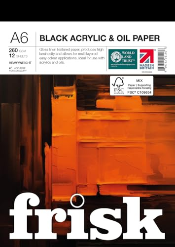 Frisk Cartoline in acrilico nero e carta oleata, 260 g/m², 12 fogli, formato A6