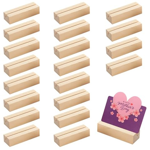 ALLWYOU 20 Stück Kartenhalter Holz Tischkartenhalter Holz,Stabil Fotohalter Menükartenhalter Bilderhalter Namesschild für Hochzeit,Restaurant,Bankett,Party(7*2.3*1.6cm)