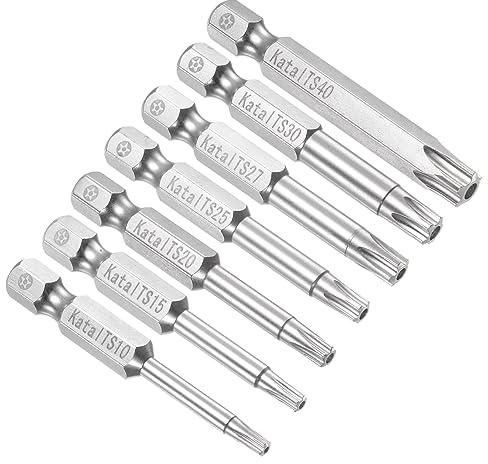 CoCud Embouts Torx Magnétiques, Tête T10-T40, Tige Hexagonale de 1/4, Longueur de 2, Embouts de Tournevis Étoile Inviolables à 5 Points en Acier S2, 7 Pcs