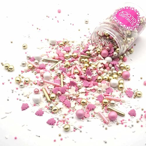 Streusel Weihnachten Engelchen 90g rose weiss rosa gold silber | STREUSEL GLÜCK | bunte Weihnachtsstreusel Zuckerstreusel Sprinkles Christmas Tortendeko Plätzchen verzieren Kuchenstreusel