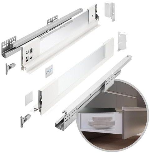 GTV – Lådsystem AXIS PRO | Låda med glassidor | Lådsystem | Höjd: 84 mm längd: 450 mm | Vit med mjölkglas