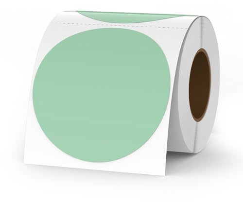 YIKIADA Etiquetas térmicas de vinilo con lunares verdes, 76 mm, autoadhesivas, rollo de pegatinas para direcciones, resistentes al agua, para logotipo, código de barras, código QR, inventario, 500