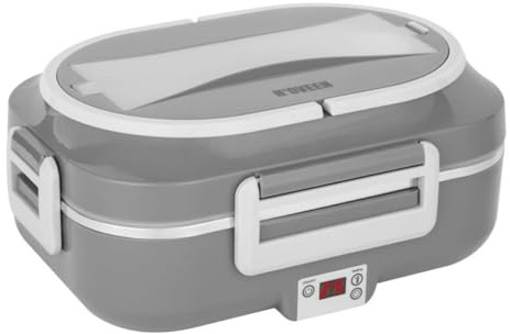 N'OVEEN Elektrische Lunchbox LB640 Dunkelgrau – Intelligenter beheizter Speisebehälter | INOX-Innenraum | 230V/12V/24V | LED-Display & Timer | Thermotasche inklusive