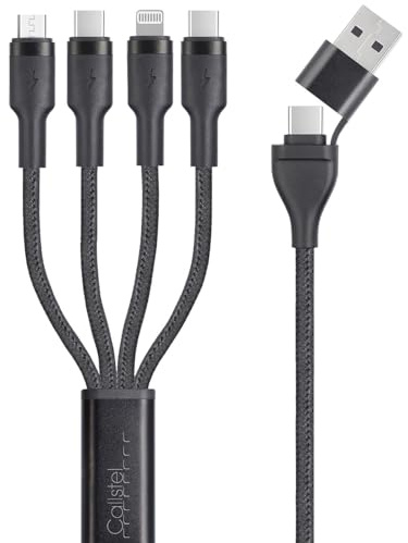 Callstel Aufladekabel: 8in1-Lade-/Datenkabel USB-C/A zu USB-C/Micro-USB/Lightning 60 W, 30 cm (Ladekabel Universal, AllInOne Ladekabel, Kfz)