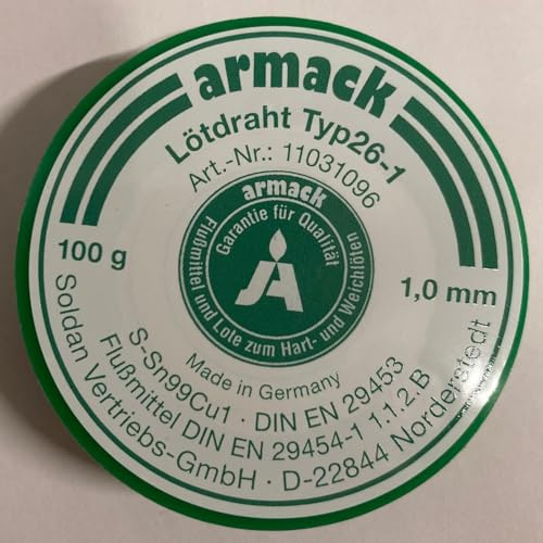 armack Lödtråd typ 26-1 1,0 mm Ø 100 g S-Sn99Cu flussmedel fylld