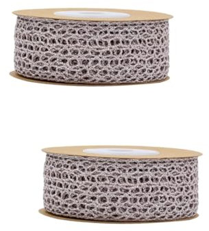 Operitacx 2 Rollen Seil Polyesterfolienband Paketband Poly-mesh- Metallgitter Geschenkbänder Dekorativer Bandbesatz Hochzeitsblumendekorationen Netzband Rosa Weben Geflochtenes Seil
