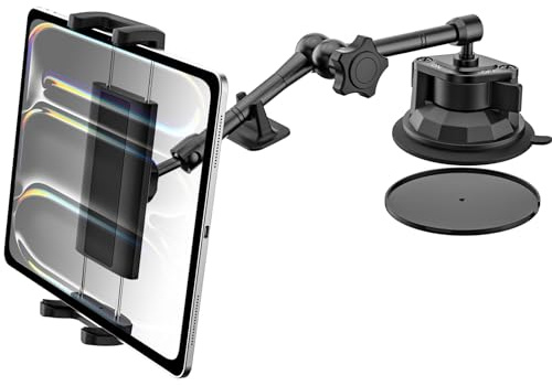 Dosvsi Car Tablet Holder for Truck, [Vacuum Strong Suction] Heavy Duty Tablet Mount for Vehicle/Van/Pickup/Suv, Car Dashboard Windshield Cradle for iPad Pro 12.9 Air Mini, Tab, Z Fold, 4-13 Devices