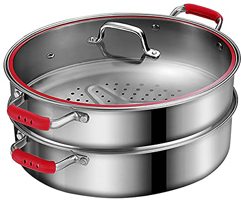 ANSNOW Dampf-Fischtopf/Suppentopf, 304 Edelstahl, Dampf-Fisch-Artefakt, Haushalt, Oval, Extra Groß, Dampfgarer, Dampfgarer, 39 cm