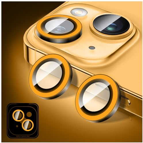 Kucheed Luminous Camera Lens Protector Compatible for iPhone 12/12 Mini, Bling Noctilucent Tempered Glass Camera Cover Film Stickers, Glow in the Dark Automatic Alignment Alloy Rings