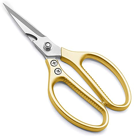 Kitchen Poultry Shears, Powerful Kitchen Scissors Knife for Fish Chicken Bone Stainless Steel Gold Silver Cutter Shears (Gold)
