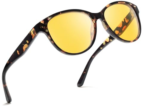 Myiaur Lunettes de conduite de nuit pour femme - Verres jaunes polarisés - Lunettes de vision nocturne anti-reflet - Visibilité et confort améliorés - Légères, A01 Marron Floral