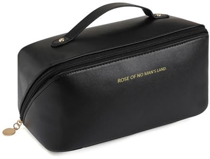 Tragbare Kosmetiktasche Damen, Großer Kapazität Wasserdichter - PU Leder Tragbar Reise Make-up Tasche,Kulturtasche Mit Reißverschluss Für Mädchen Und Mütter (Schwarz)