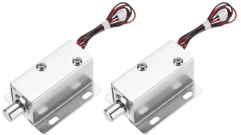 QUARKZMAN DC 12V 0.8A Elektromagnetisches Solenoid Schloss Mini Türschloss Schublade 2.1x1.6x1.1 Zoll Zungen Magnetisches Schlossfunktion für Schrank Schubladensicherheitsschloss 2 Stück