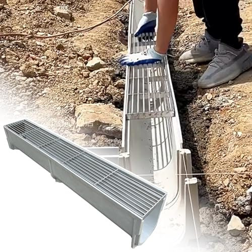 Ablaufgitter Abflussgitter Entwässerungsrinne Für Den Außenbereich, Hof Garten Landschaft U-Form Entwässerungsgraben/ Rinnenabläufe Für Betonböden, Rinnenablauf Und Metallgitter(39.4x5.97.9in/100x15x2