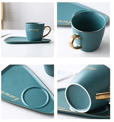 GRIRIW Keramik-tablett Für Kaffee- Und Teetassen Modernes Design Nachmittagstee-Set Geschirrtablett Grün 300 Ml