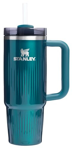Stanley Quencher H2.0 Tumbler with Handle and Straw 30 oz | Flowstate 3-Position Lid | Cup Holder Compatible for Travel | Insulated Stainless Steel Cup | BPA-Free | Fluted Marina Shine