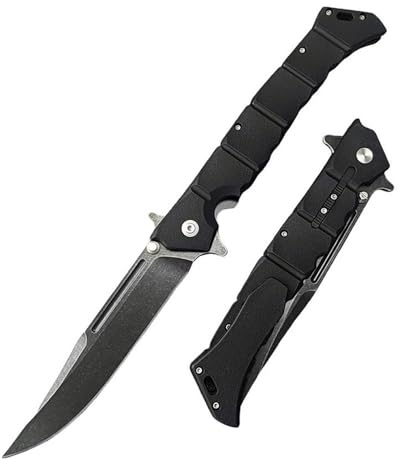 Outdoor Messer Survival Tragbar Taschenmesser Lang Aus Edelstahl 8Cr13, Robust Schwarz G10 klappmesser dünn, Camper Jagdmesser taktische messer, Slim EDC Messer, Scharfes Einhandmesser mit Taschenclip