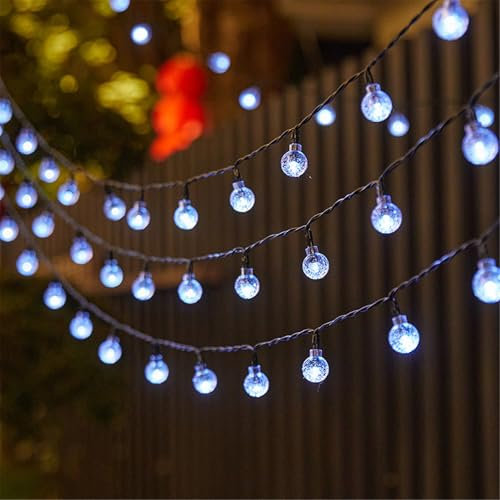 Mateju Guirnaldas Luces Exterior Solar 8 Modos Cadena de Luce Exterior Interior Decoración Impermeable Lámparas Solares de Jardín para Patio Terraza Balcones Fiesta Boda, Clásico (Blanco,5M/20LED)