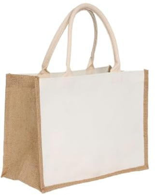 Bolso de yute natural, bolsa de yute natural impermiable, bolsa de la compra de yute portátil, bolso bandolera, gran capacidad retro bolso, tote bag lona, bolso de mujer portátil (30 x 25 x 15 cm)