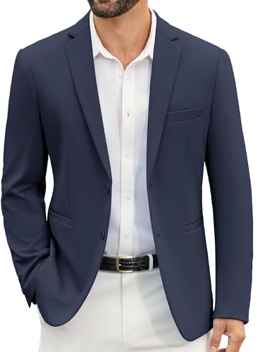 COOFANDY Herrkavaj, blazer, frizet, lätt, sport, kostymjacka, 2 knappar, normal passform, bröllop, kavaj