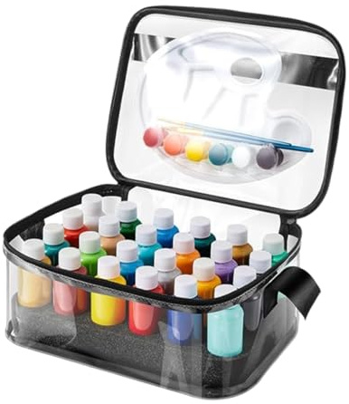 Genérico Estuche para Pinturas | Bolsa Para Suministros De Arte | Contenedor Transparente Portátil para Tintas Pintura al Óleo Manualidades Modelos Aerografía 24 Botellas de 60 ml