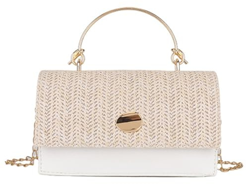 Titifeya Grass Weaving Style Cross Body Bag Shoulder Bag with Chain Elegant Handbag for Shopping Appointment Leisure Vacation