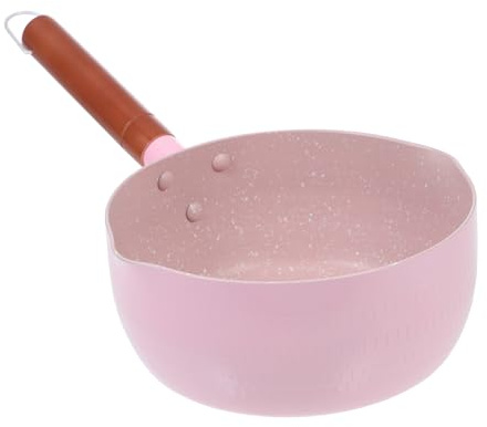 MUCKLILY Aluminium Japanese Style Cooking Pot with Wooden Handle for Baby Food and Soup, Safe to Use and Easy to Clean, for Home Cooking and Breakfast Preparation