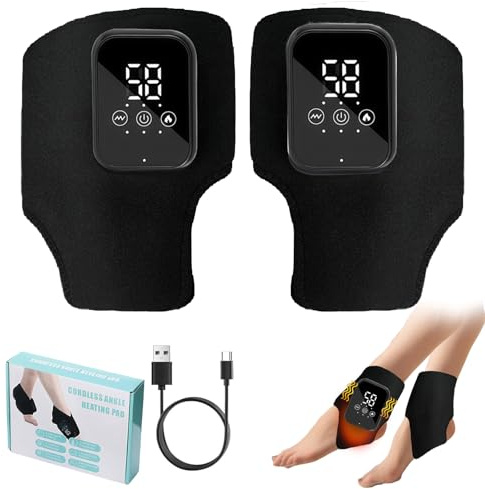 3-In-1-Fußmassager,Foot Massager FussmassagegeräT Elektrisch 3 Modi Und 3 WäRmestufen, Portable Cordless Ankle Massagers mit LED-Anzeige Touchscreen für Schmerzfreie und Vitale Beine (Schwarz 2Stück)