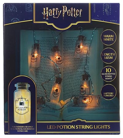 Harry Potter Gifts, Potion Bottle Fairy Lights, LED Battery String Lights | 10 Potion Bottles, 65m Length, Warm White Led, Double-sided Graphics, Harry Potter Room Decoration, by Blue Sky Studios