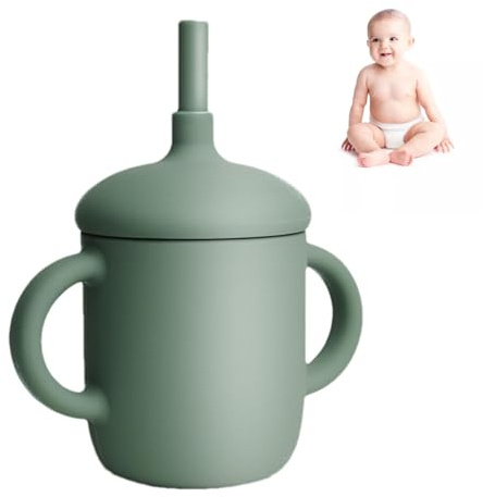 Générique Tasse Apprentissage Silicone Bébé 6 Mois Plus - Gobelet Paille Anti-fuite avec Poignées | Bouteille Eau Bec Souple Incassable, Sans BPA Verre Boire Nourrisson 6-12 Mois 1-3 Ans Garçon Fille