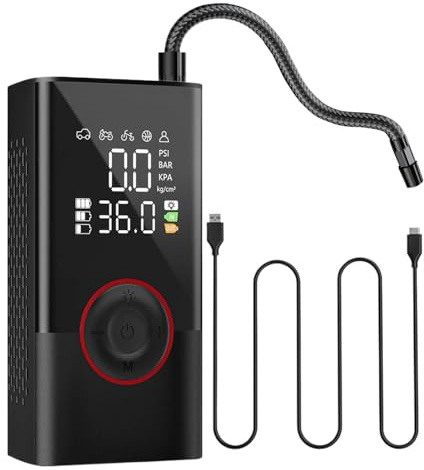 Luftpump för bildäck, elektrisk kompressor med automatisk avstängning 150 PSI och digital display 5 lägen | 5 lägen digital display automatisk avstängning snabbladdning | för bil