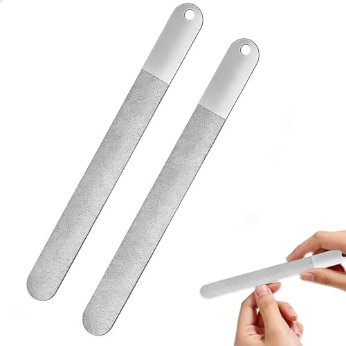 2 PCS Metal Nail File Set,Podiatry Nail File Metal,7 inch Diamond Toe Na il F ILE,Dual Sided Coarse Fine Grit Na il F ILE for Podiatry and Personal Use,Manicure Tool for Callus Removal