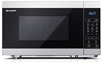 Sharp YC-MG81ES - Forno a microonde 28 lt, programma di scongelamento, funzione grill, funzione ECO, timer, sicurezza per bambini, incluso piatto girevole, controllo digitale