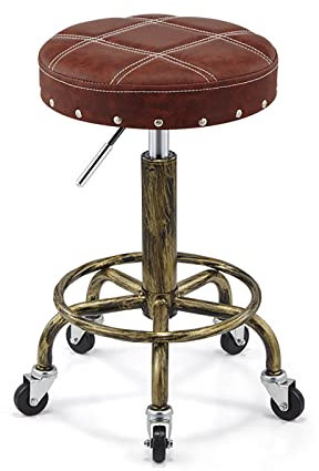 XZSBDXHH Drehhocker Rollhocker Vintage Industrial Style Hocker mit 5 Rollen Höhenverstellbar 19,7-25,2in Drehbar 360° Arbeitshocker Dreh-Bürostuhl Stuhl für Salon Massage Spa (B)