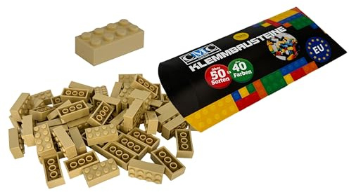 CMC imports 150 Klemmbausteine Bausteine 2x4 Noppen Kompatibel 8 Noppen freie Auswahl 34 Farben (094 - Beige)