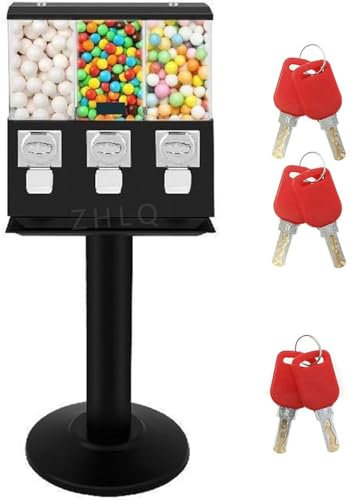ZHLINGQ Distributore Automatico di Caramelle Commerciali Gumball Machine con Supporto Distributore Automatico a Tripla Testa Distributore Automatico di Gomme da Masticare,Black-0.4in+1to1.37in*2