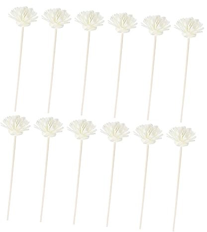 TOGEVAL 12piezas Recargas De Aroma para Botellas Flores De Ratán Blancas Hechas Mano Varillas De Aromaterapia Crisantemos Artificiales Accesorios Aromáticos para Difusor De Aromaterapia